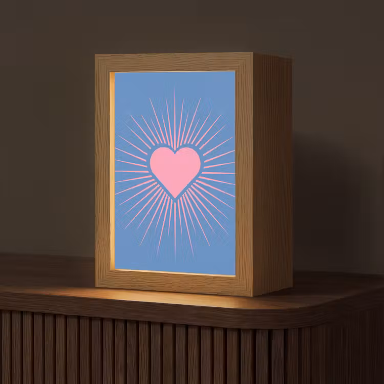 Gepersonaliseerde Lightbox - Hart - Stralen - Liefde - Modern - Roze — 1