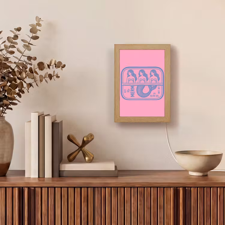 Gepersonaliseerde Lightbox - Meermin - Sardineblik - Illustratie - Roze - Retro — 4