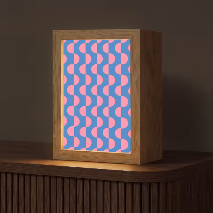 Gepersonaliseerde Lightbox - Patroon - Halve cirkels - Abstract - Modern - Roze - Blauw — 1