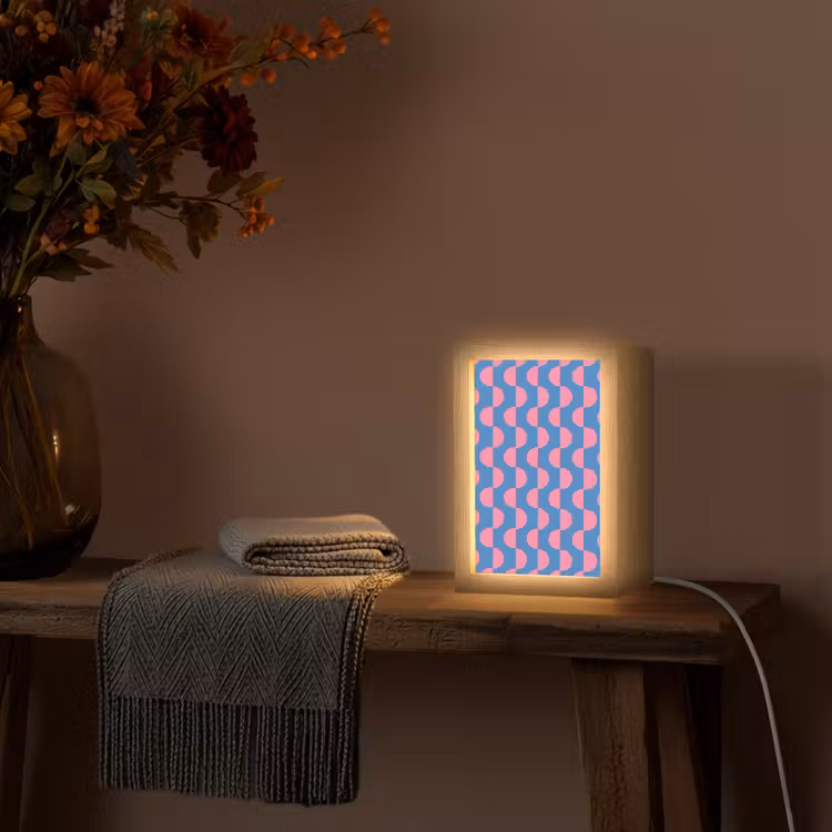Gepersonaliseerde Lightbox - Patroon - Halve cirkels - Abstract - Modern - Roze - Blauw — 3