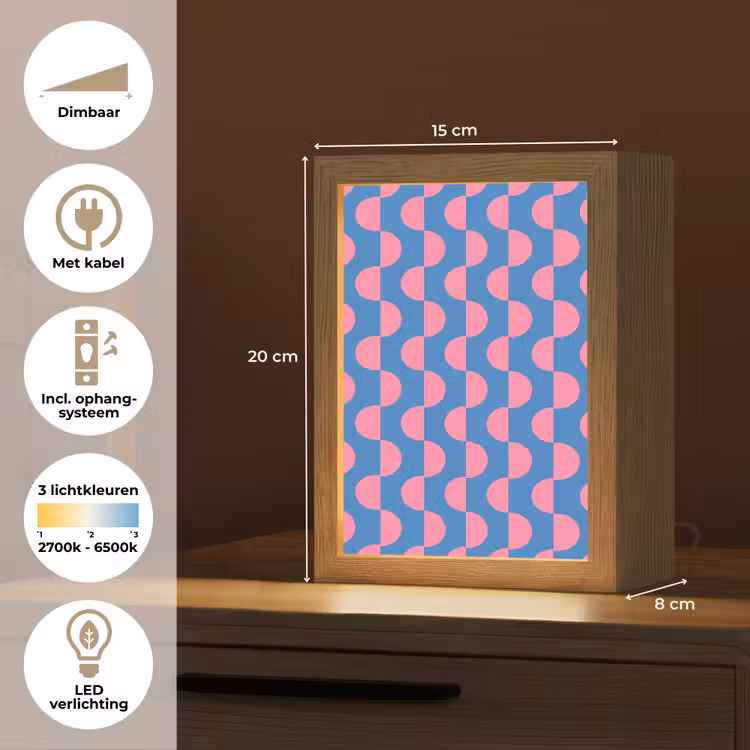 Gepersonaliseerde Lightbox - Patroon - Halve cirkels - Abstract - Modern - Roze - Blauw — 7