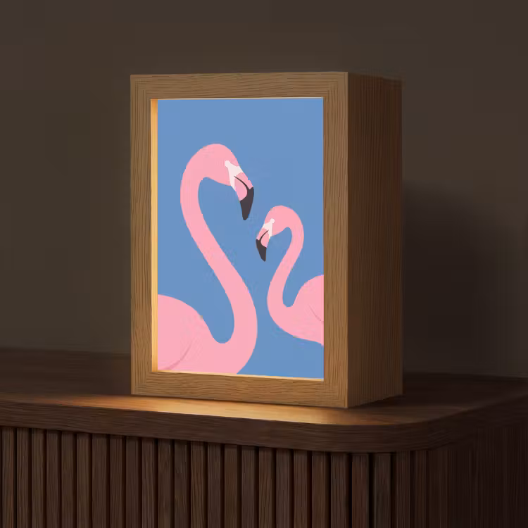Gepersonaliseerde Lightbox - Vogel - Paar - Dieren - Modern - Roze — 1