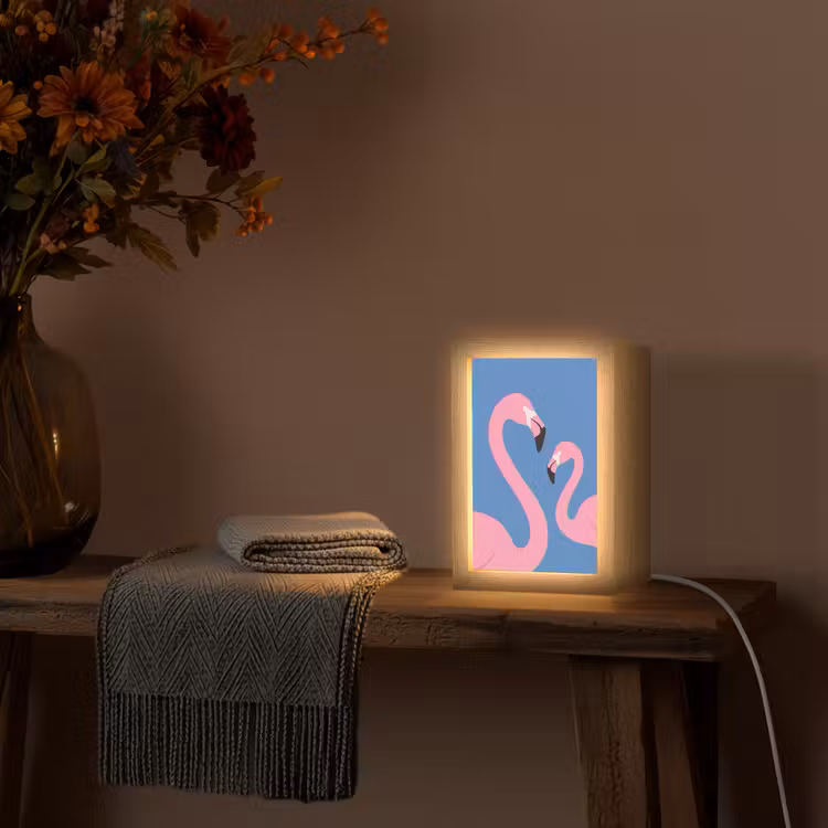 Gepersonaliseerde Lightbox - Vogel - Paar - Dieren - Modern - Roze — 3
