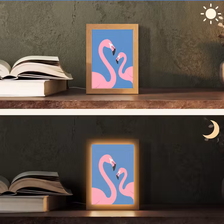 Gepersonaliseerde Lightbox - Vogel - Paar - Dieren - Modern - Roze — 5