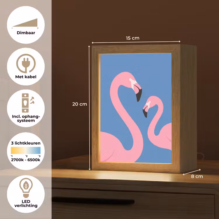 Gepersonaliseerde Lightbox - Vogel - Paar - Dieren - Modern - Roze — 7