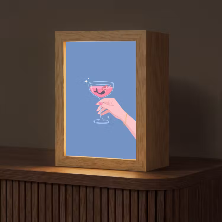 Gepersonaliseerde Lightbox - Vrouw - Glas - Abstract - Roze - Blauw — 1
