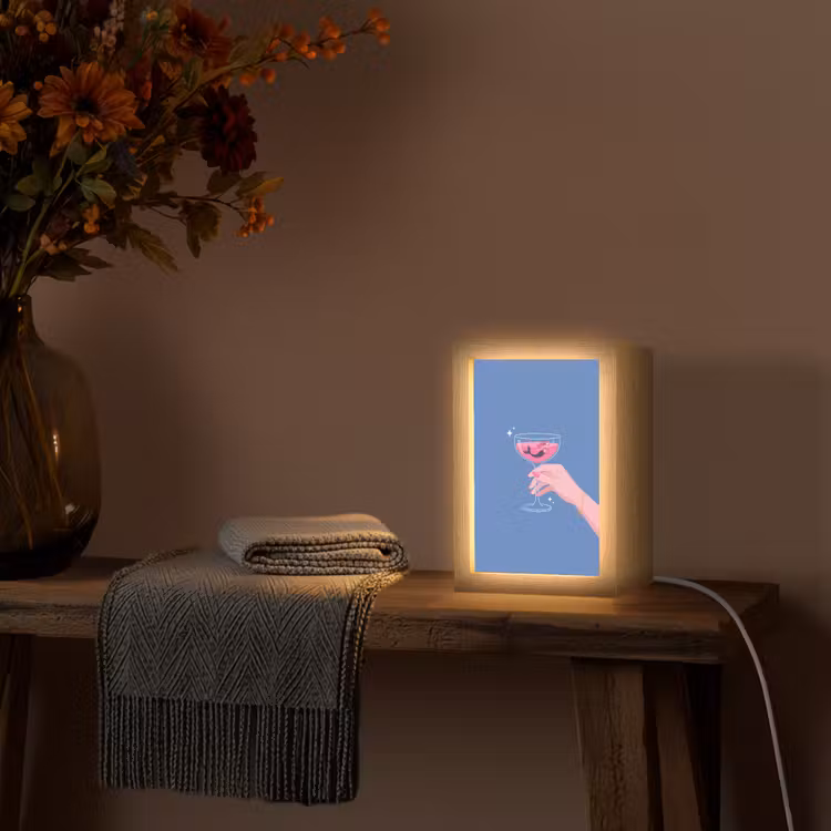 Gepersonaliseerde Lightbox - Vrouw - Glas - Abstract - Roze - Blauw — 3