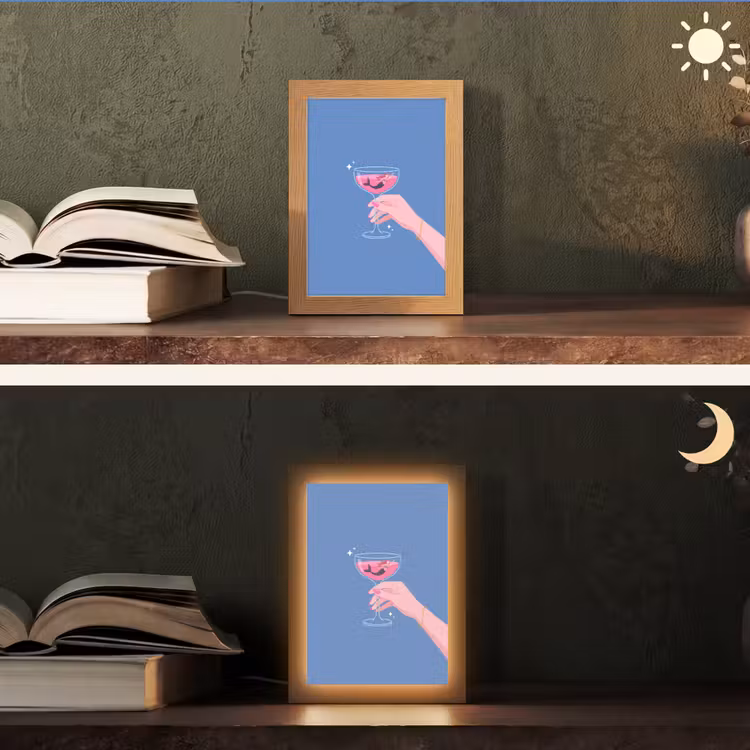 Gepersonaliseerde Lightbox - Vrouw - Glas - Abstract - Roze - Blauw — 5