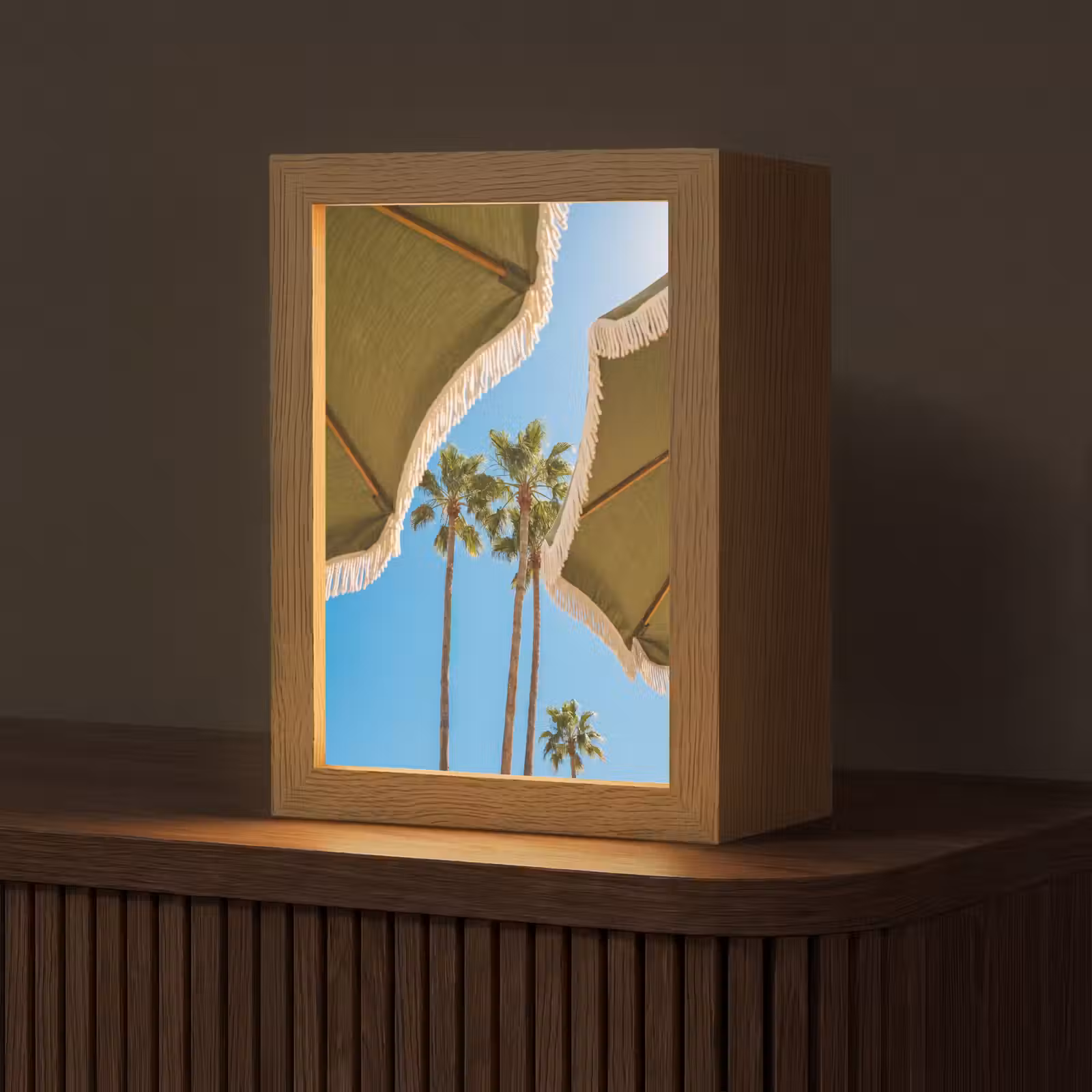 Gepersonaliseerde Lightbox - Parasol - Groen - Franjes - Zomer - Tropisch — 1