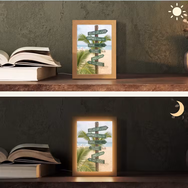 Gepersonaliseerde Lightbox - Strand - Wegwijzer - Palmen - Tropisch - Groen — 5