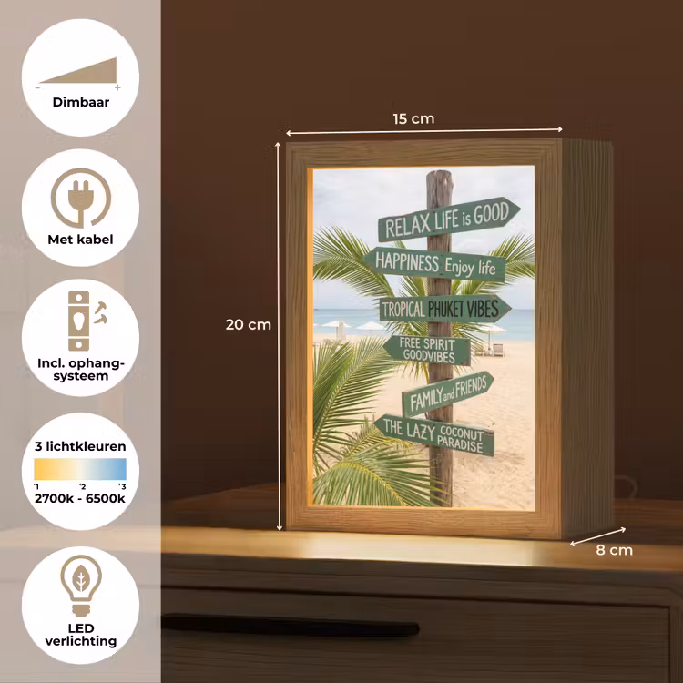 Gepersonaliseerde Lightbox - Strand - Wegwijzer - Palmen - Tropisch - Groen — 7