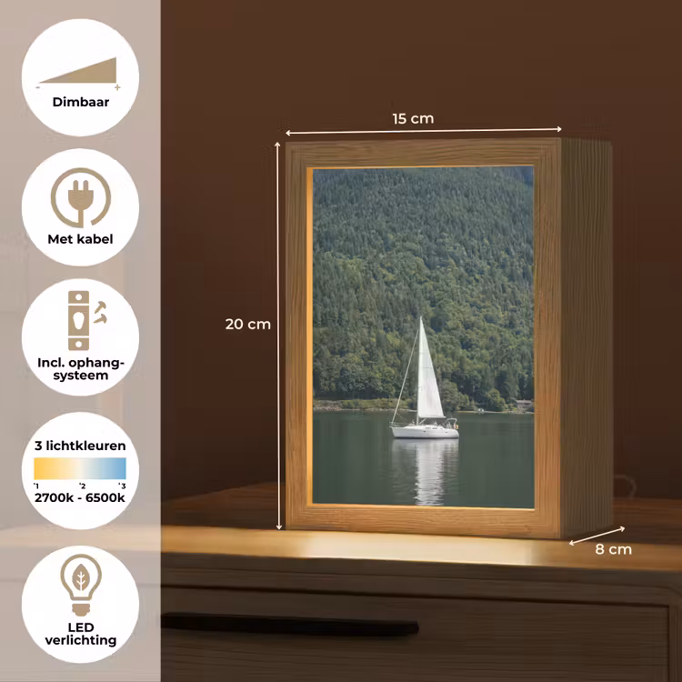 Gepersonaliseerde Lightbox - Zeilboot - Water - Bergen - Natuur - Groen — 7