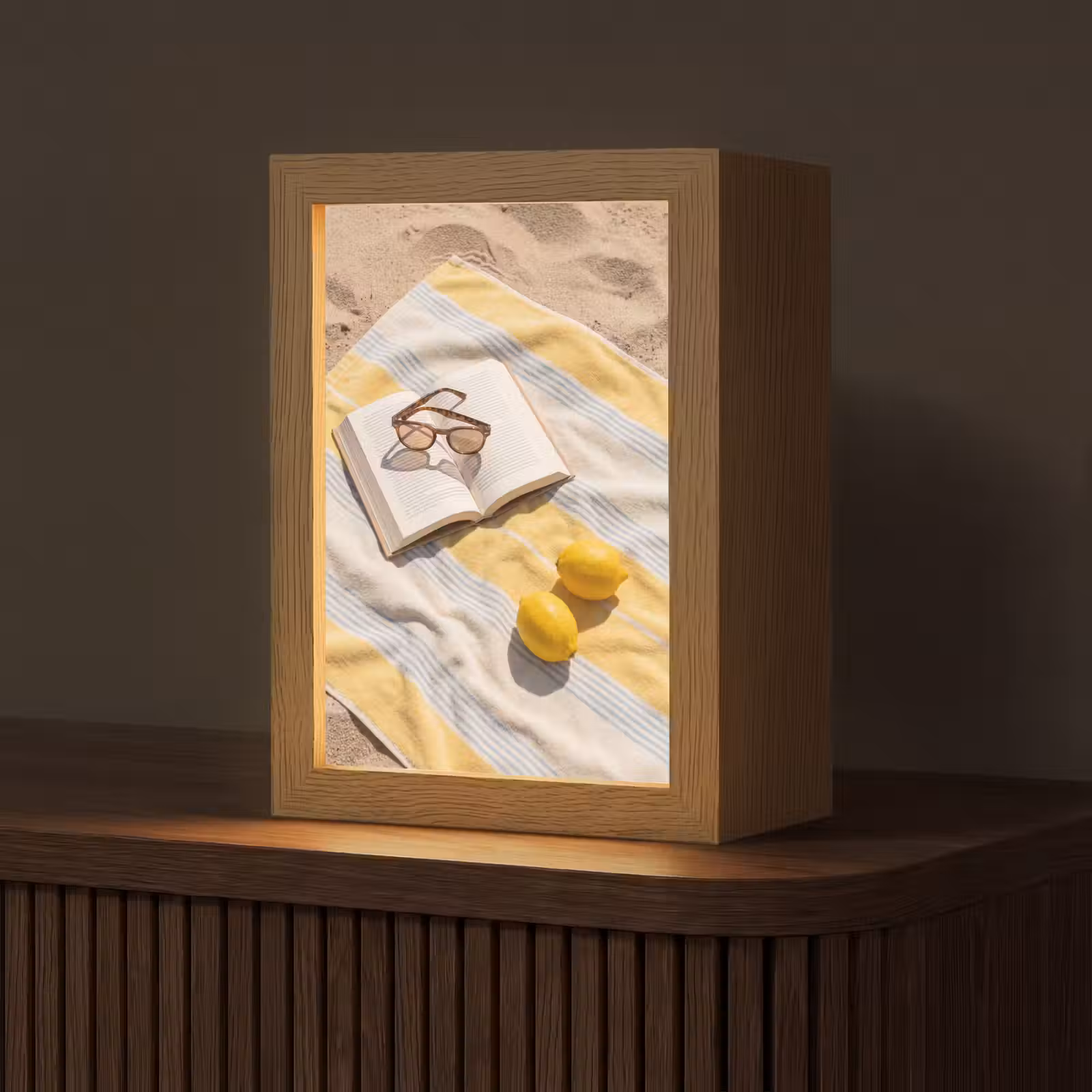Gepersonaliseerde Lightbox - Boek - Zonnebril - Strand - Zomer - Geel — 1