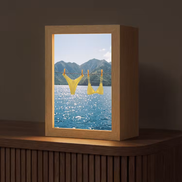 Gepersonaliseerde Lightbox - Badmode - Bikini - Zee - Bergen - Geel — 1