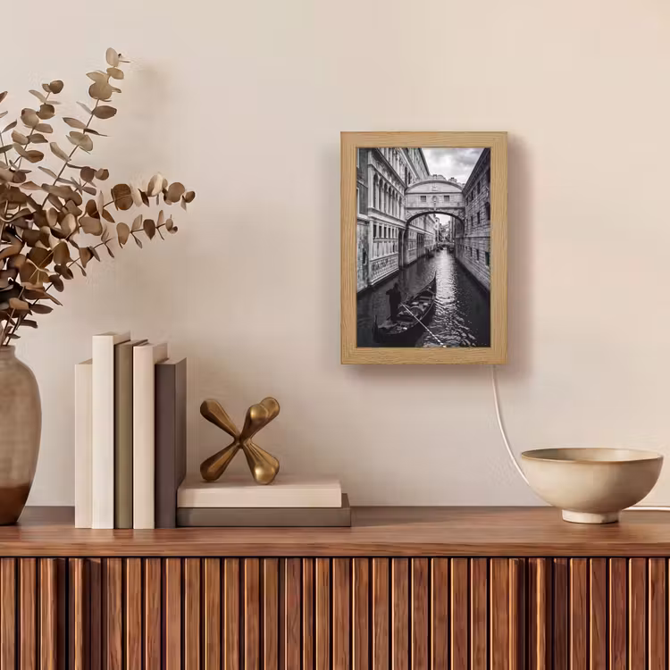 Gepersonaliseerde Lightbox - Boot - Waterweg - Stad - Zwart-wit - Architectuur — 4