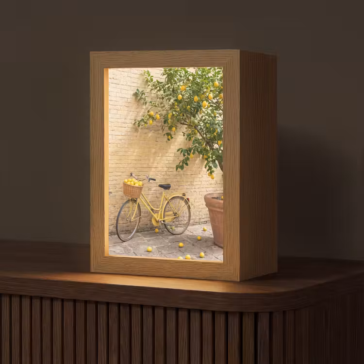 Gepersonaliseerde Lightbox - Fiets - Mand - Eten - Geel - Zomer — 1
