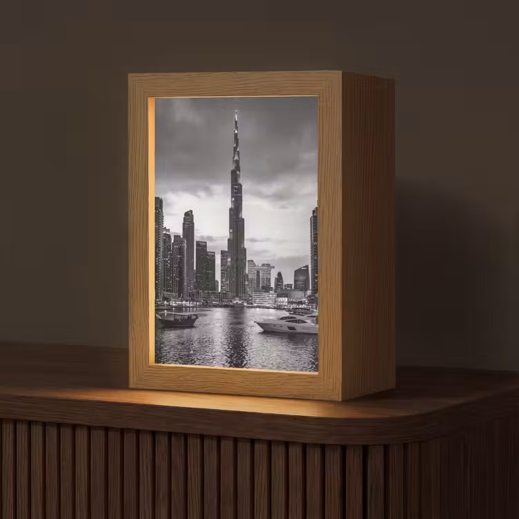 Gepersonaliseerde Lightbox - Stad - Skyline - Architectuur - Avond - Zwart-wit — 1