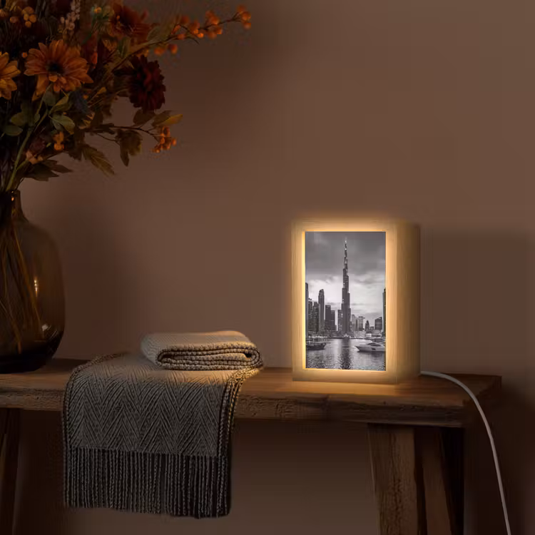 Gepersonaliseerde Lightbox - Stad - Skyline - Architectuur - Avond - Zwart-wit — 3