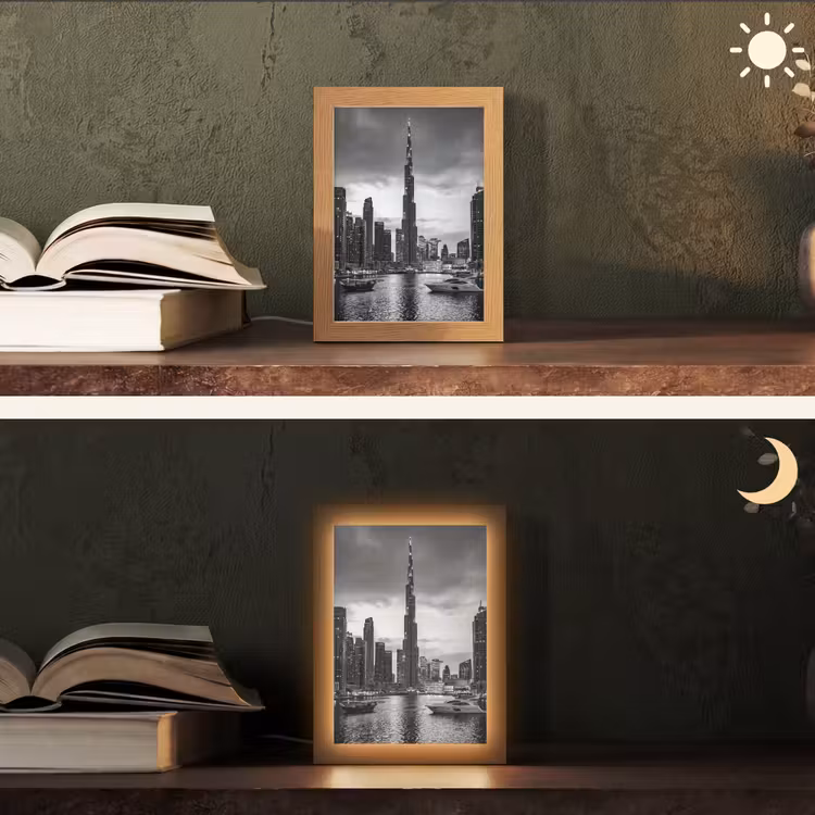 Gepersonaliseerde Lightbox - Stad - Skyline - Architectuur - Avond - Zwart-wit — 5