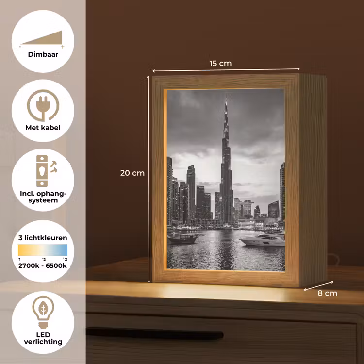 Gepersonaliseerde Lightbox - Stad - Skyline - Architectuur - Avond - Zwart-wit — 7