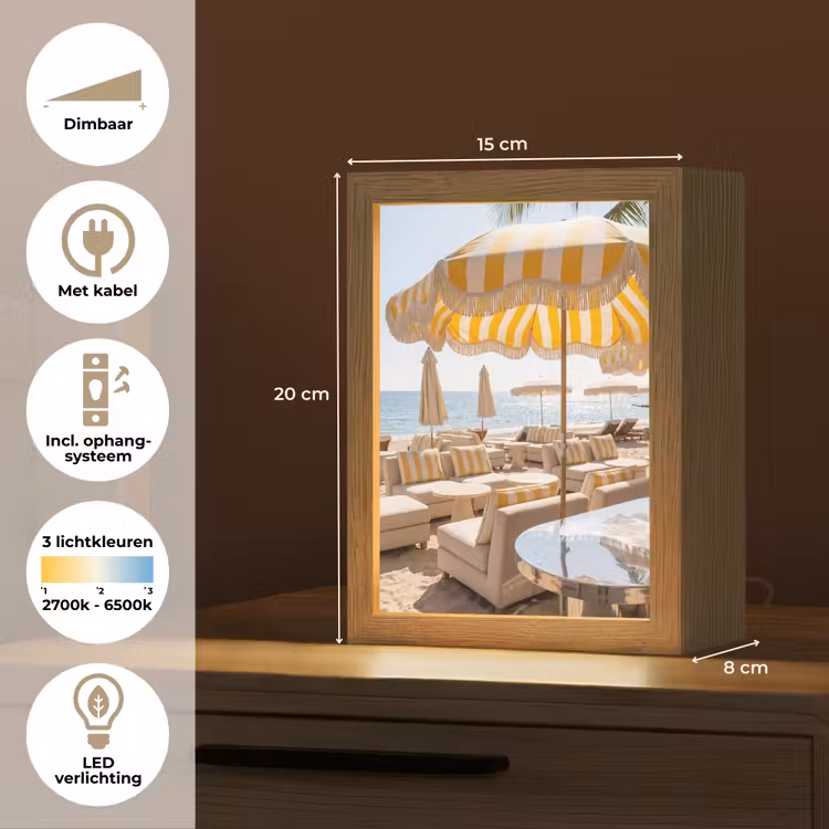 Gepersonaliseerde Lightbox - Strand - Ligbedden - Vakantie - Modern - Geel — 7