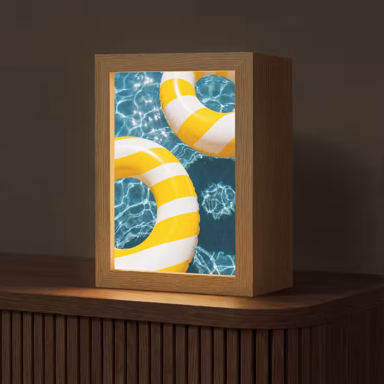 Gepersonaliseerde Lightbox - Zwembad - Zwembanden - Zomer - Geel - Blauw — 1