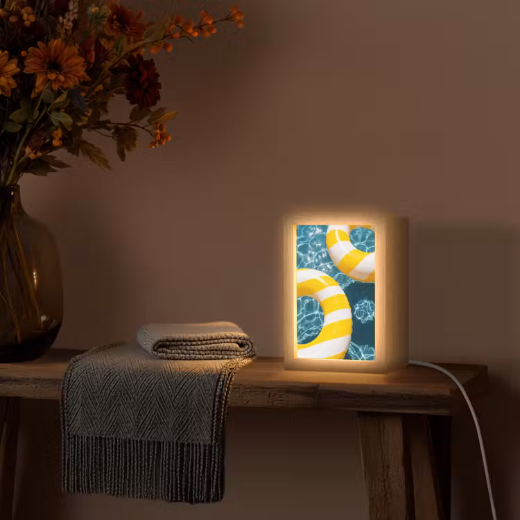 Gepersonaliseerde Lightbox - Zwembad - Zwembanden - Zomer - Geel - Blauw — 3