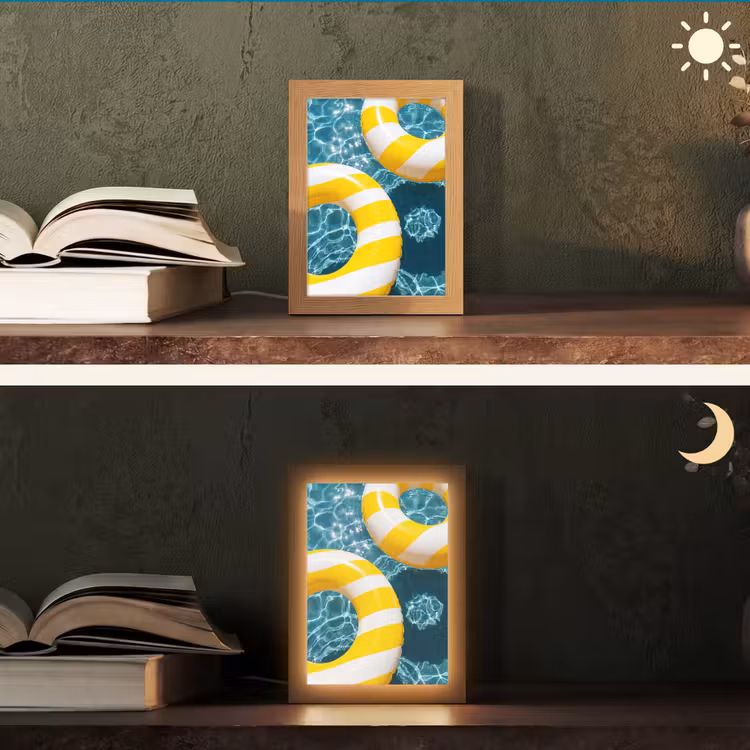 Gepersonaliseerde Lightbox - Zwembad - Zwembanden - Zomer - Geel - Blauw — 5