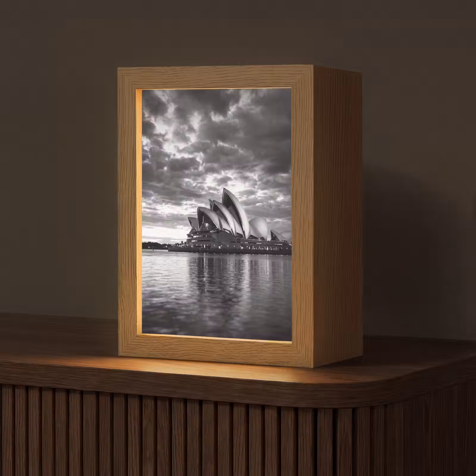 Gepersonaliseerde Lightbox - Architectuur - Water - Stad - Modern - Zwart-wit — 1