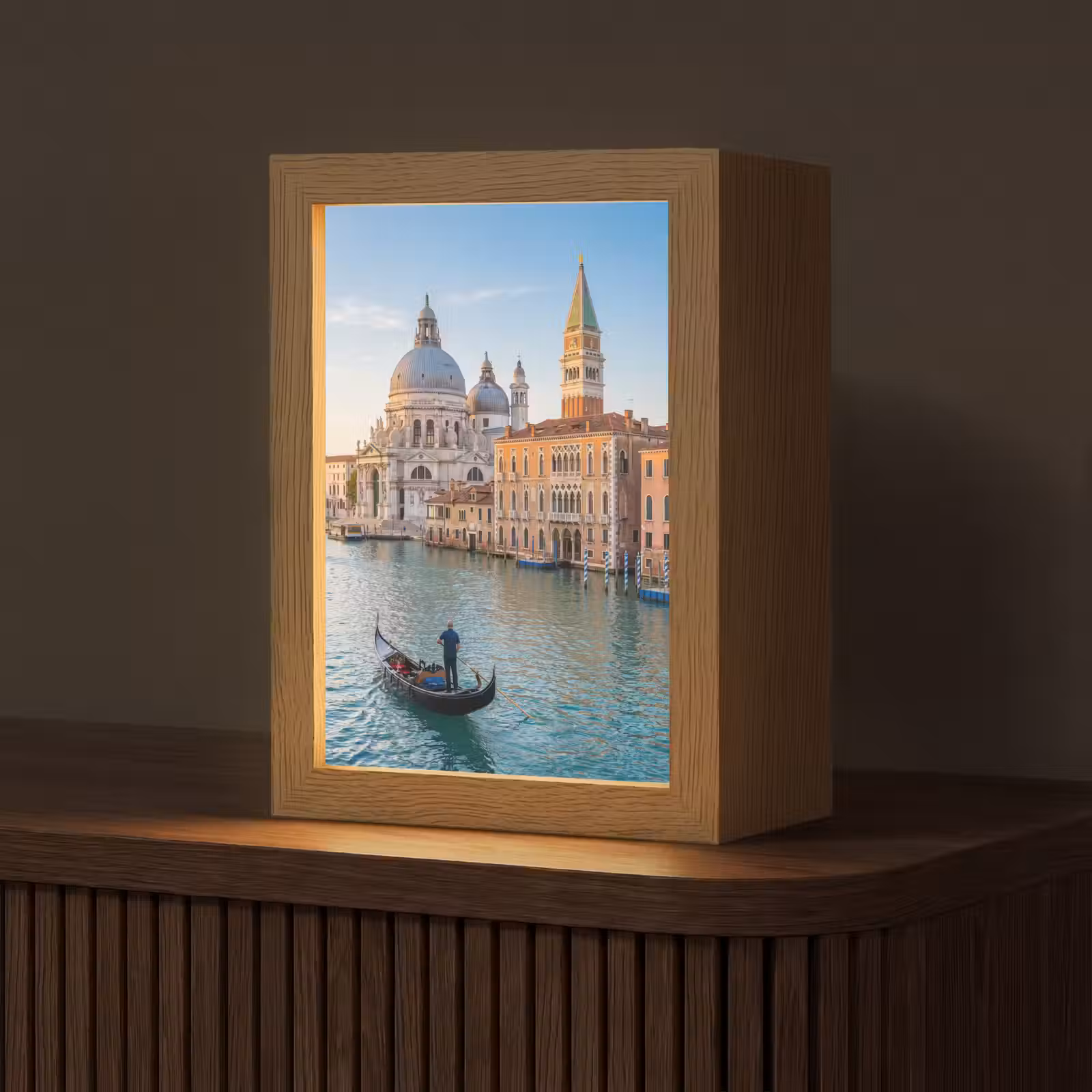 Gepersonaliseerde Lightbox - Gondel - Venetië - Kanaal - Stadsgezicht - Avondlicht — 1