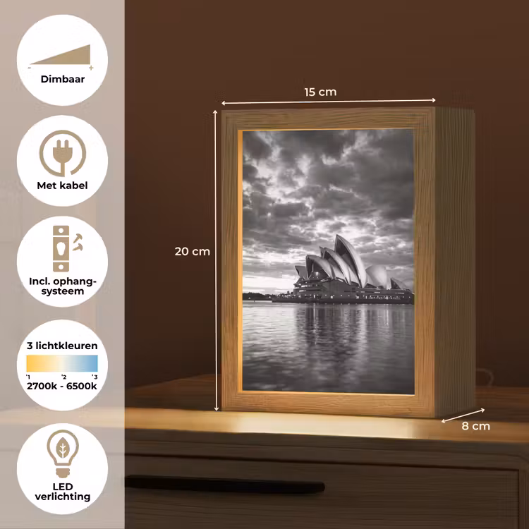 Gepersonaliseerde Lightbox - Architectuur - Water - Stad - Modern - Zwart-wit — 7