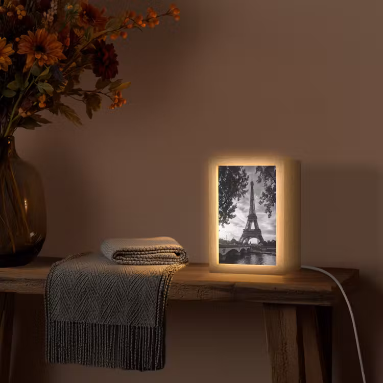Gepersonaliseerde Lightbox - Eiffeltoren - Parijs - Rivier - Architectuur - Zwart-wit — 3