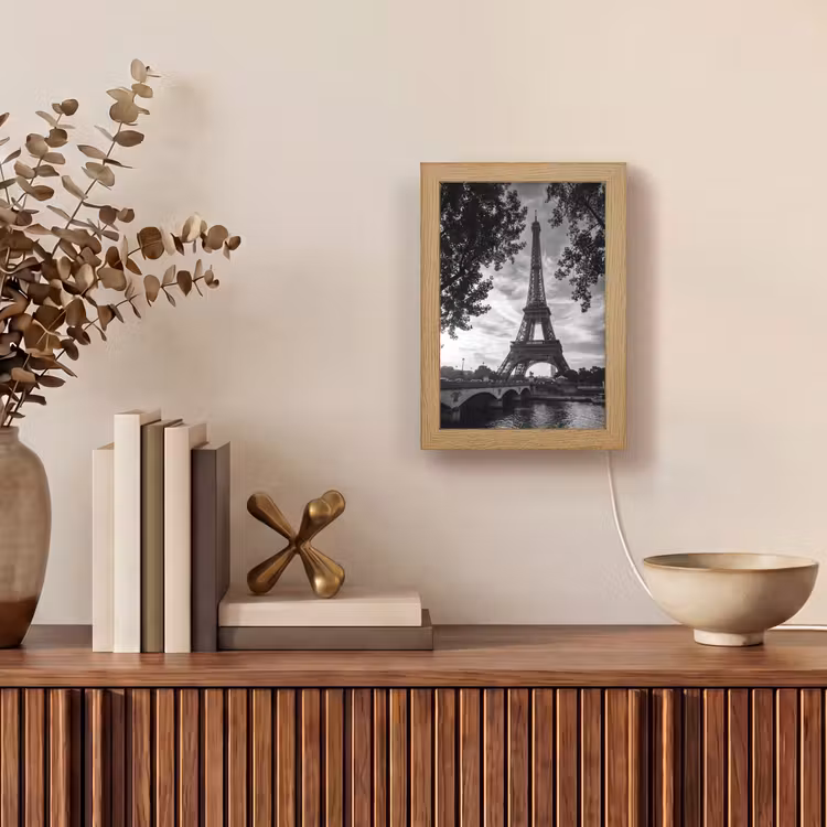 Gepersonaliseerde Lightbox - Eiffeltoren - Parijs - Rivier - Architectuur - Zwart-wit — 4