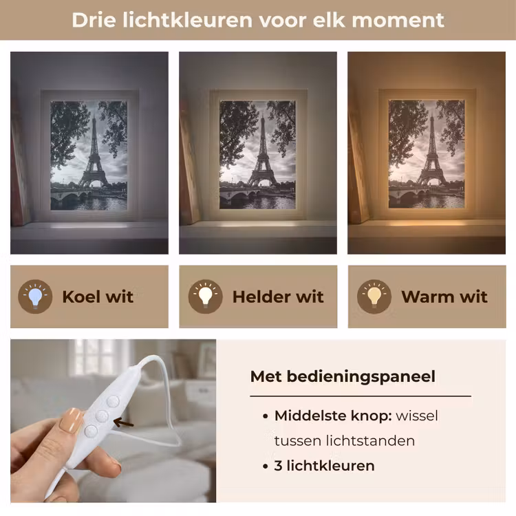 Gepersonaliseerde Lightbox - Eiffeltoren - Parijs - Rivier - Architectuur - Zwart-wit — 6