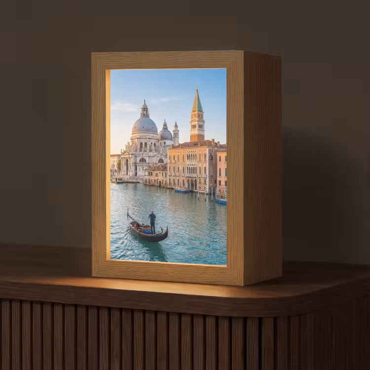 Gepersonaliseerde Lightbox - Gondel - Venetië - Kanaal - Stadsgezicht - Avondlicht — 1