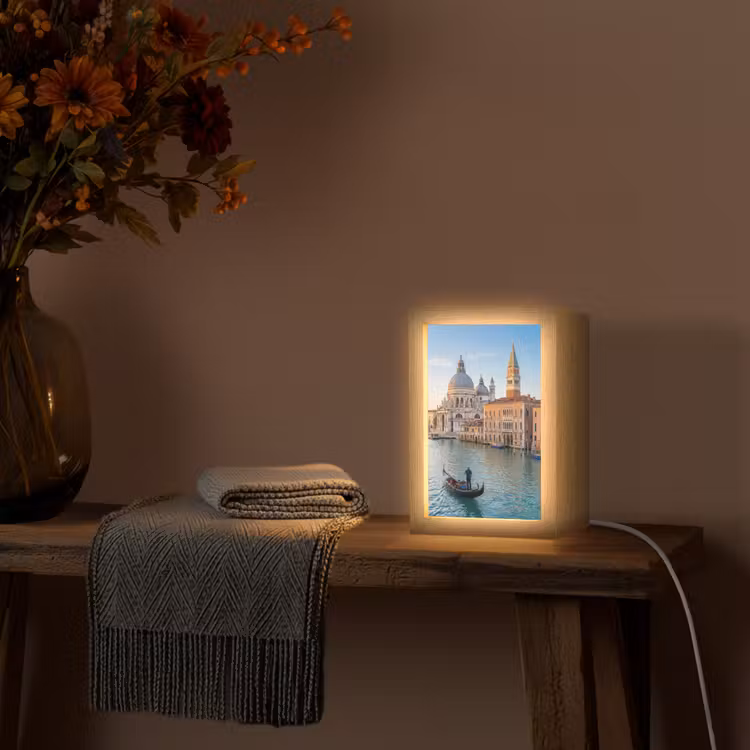 Gepersonaliseerde Lightbox - Gondel - Venetië - Kanaal - Stadsgezicht - Avondlicht — 3