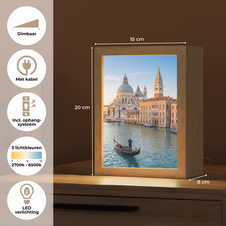 Gepersonaliseerde Lightbox - Gondel - Venetië - Kanaal - Stadsgezicht - Avondlicht — 7