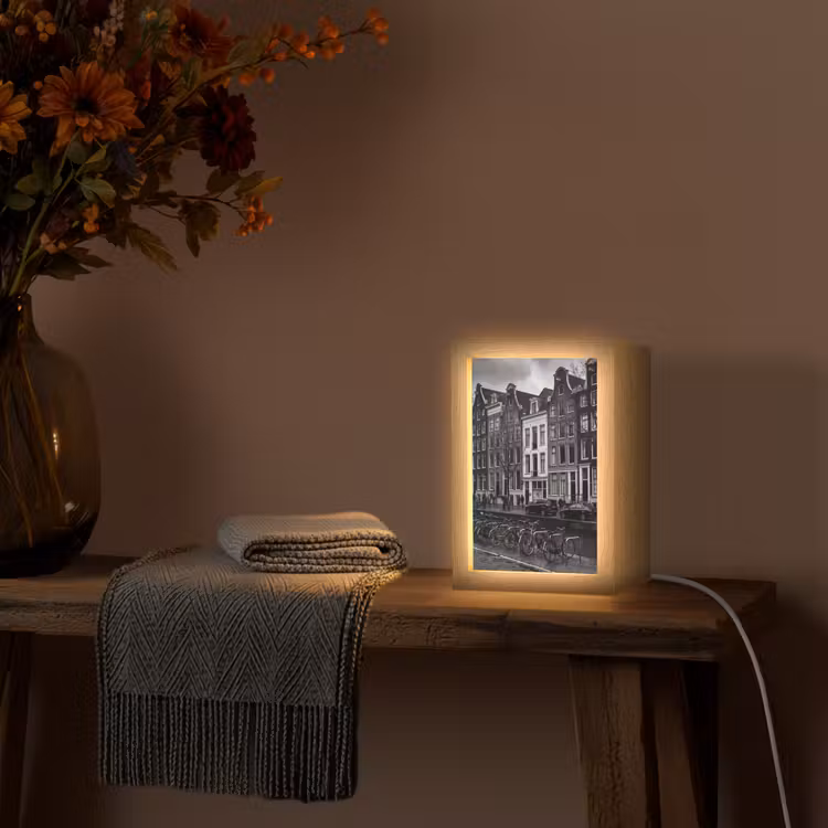 Gepersonaliseerde Lightbox - Huis - Gracht - Amsterdam - Architectuur - Zwart-wit — 3