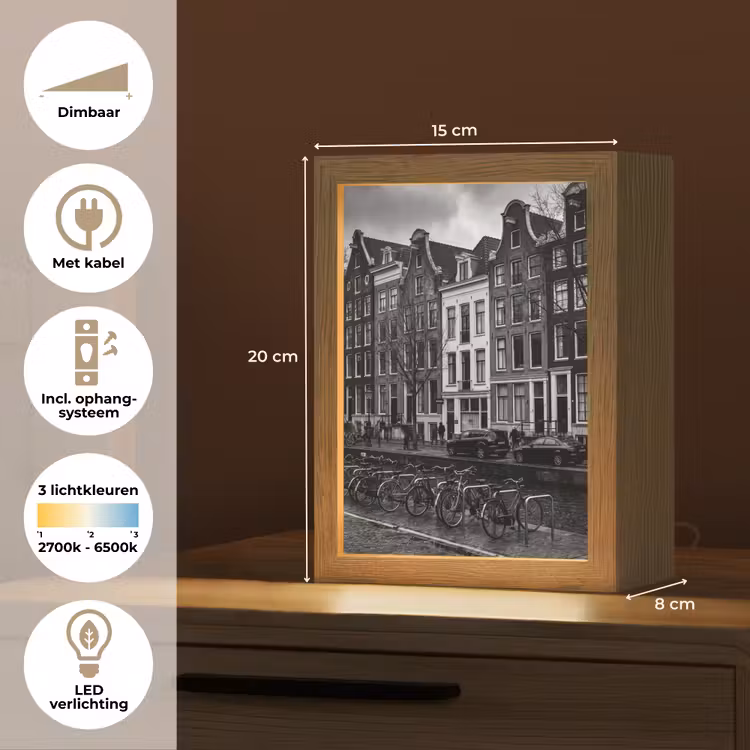 Gepersonaliseerde Lightbox - Huis - Gracht - Amsterdam - Architectuur - Zwart-wit — 7
