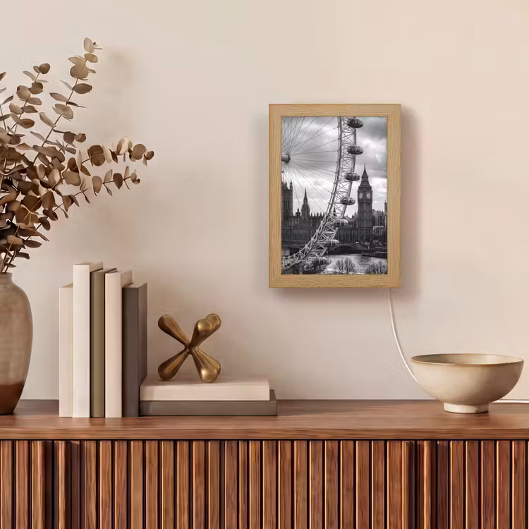 Gepersonaliseerde Lightbox - Reuzenrad - Klokkentoren - Architectuur - Zwart-wit - Stad — 4
