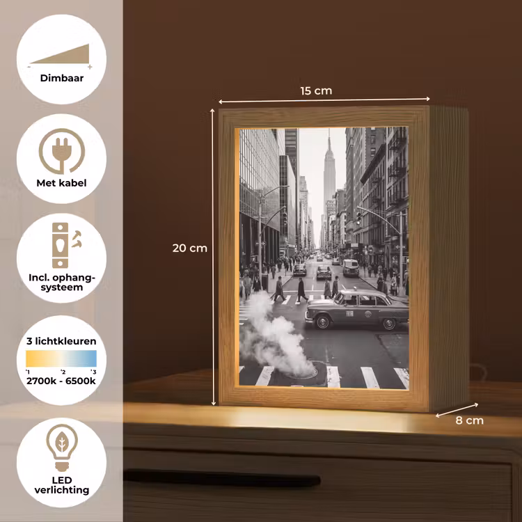 Gepersonaliseerde Lightbox - Stad - Straat - Gebouwen - Verkeer - Zwart-wit — 7