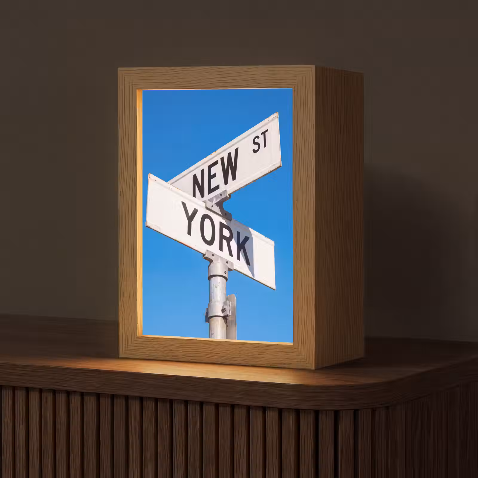 Gepersonaliseerde Lightbox - New York - Straatbord - Stad - Urban - Blauw — 1