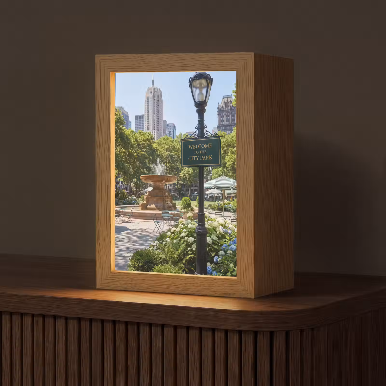 Gepersonaliseerde Lightbox - Park - Fontein - Stad - Natuur — 1