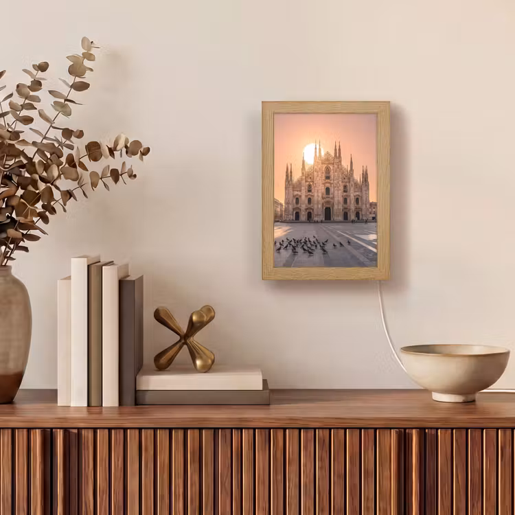 Gepersonaliseerde Lightbox - Architectuur - Milaan - Plein - Zonsopgang - Oranje — 4