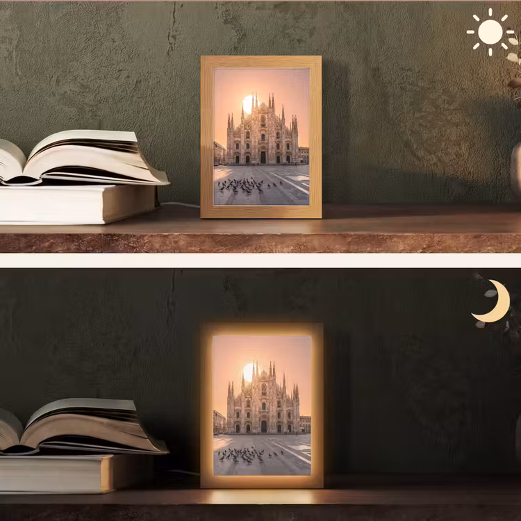 Gepersonaliseerde Lightbox - Architectuur - Milaan - Plein - Zonsopgang - Oranje — 5