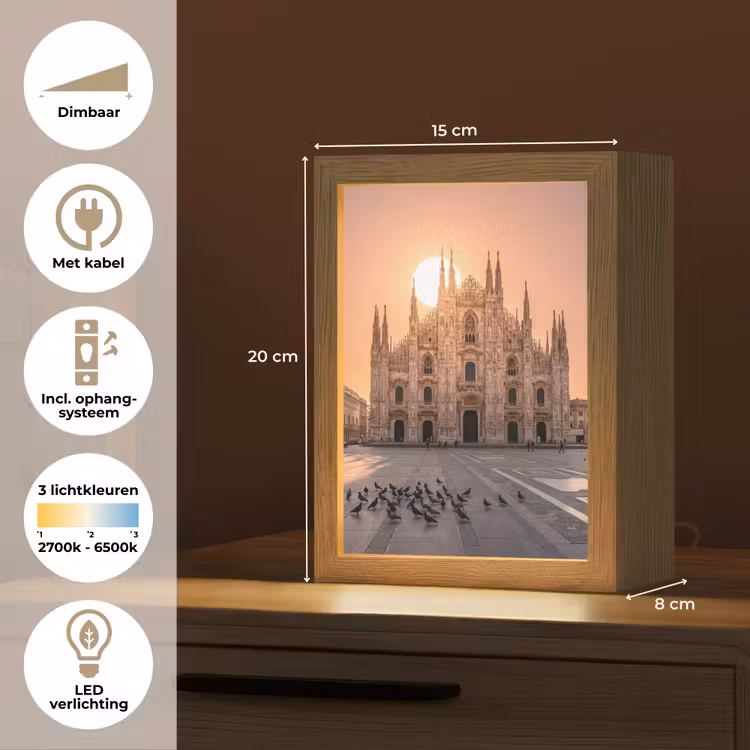 Gepersonaliseerde Lightbox - Architectuur - Milaan - Plein - Zonsopgang - Oranje — 7