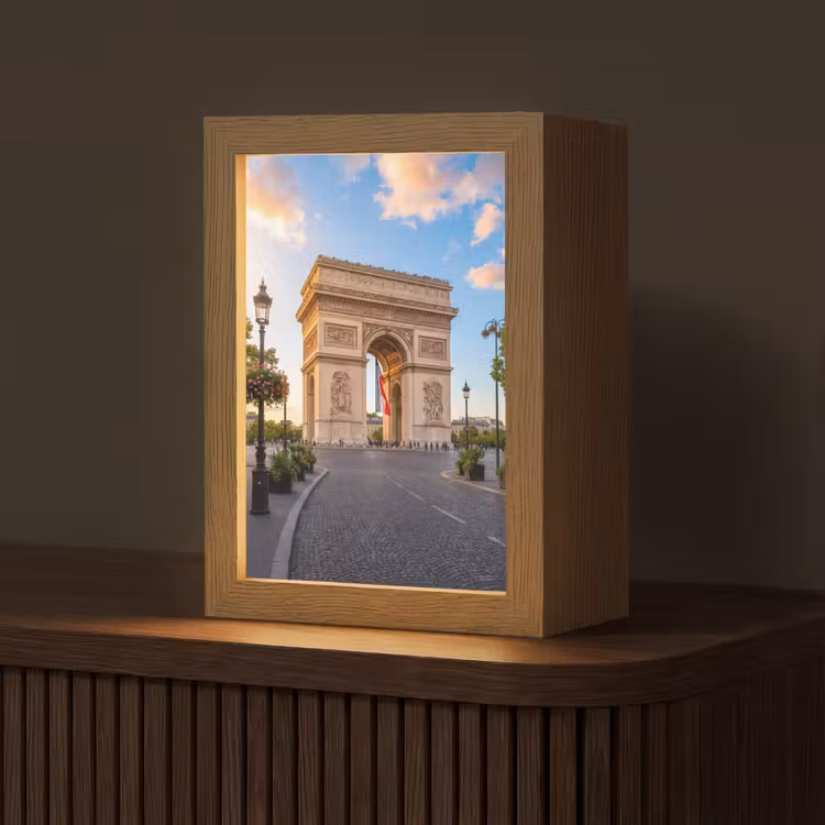 Gepersonaliseerde Lightbox - Monument - Parijs - Zonsondergang - Architectuur - Goud — 1