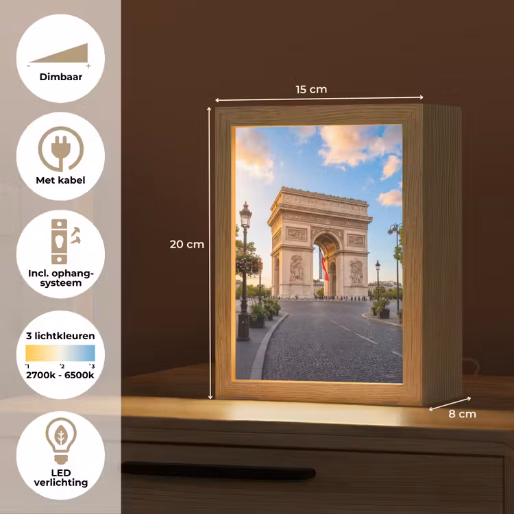 Gepersonaliseerde Lightbox - Monument - Parijs - Zonsondergang - Architectuur - Goud — 7