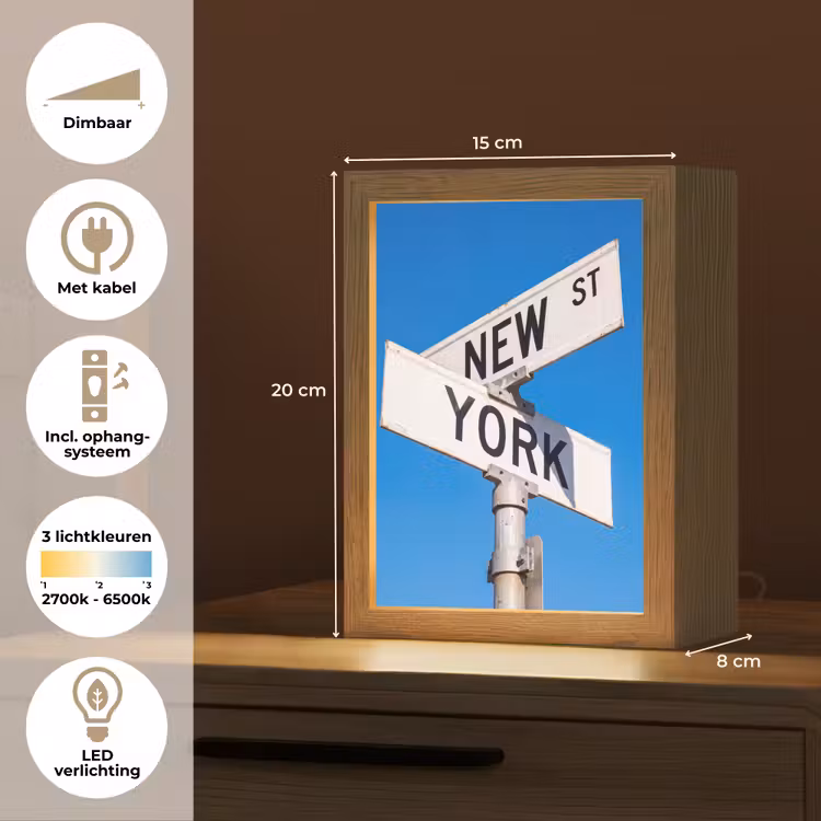 Gepersonaliseerde Lightbox - New York - Straatbord - Stad - Urban - Blauw — 7