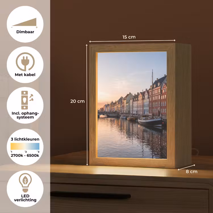 Gepersonaliseerde Lightbox - Stad - Gracht - Zonsondergang - Klassiek - Kleurrijk — 7